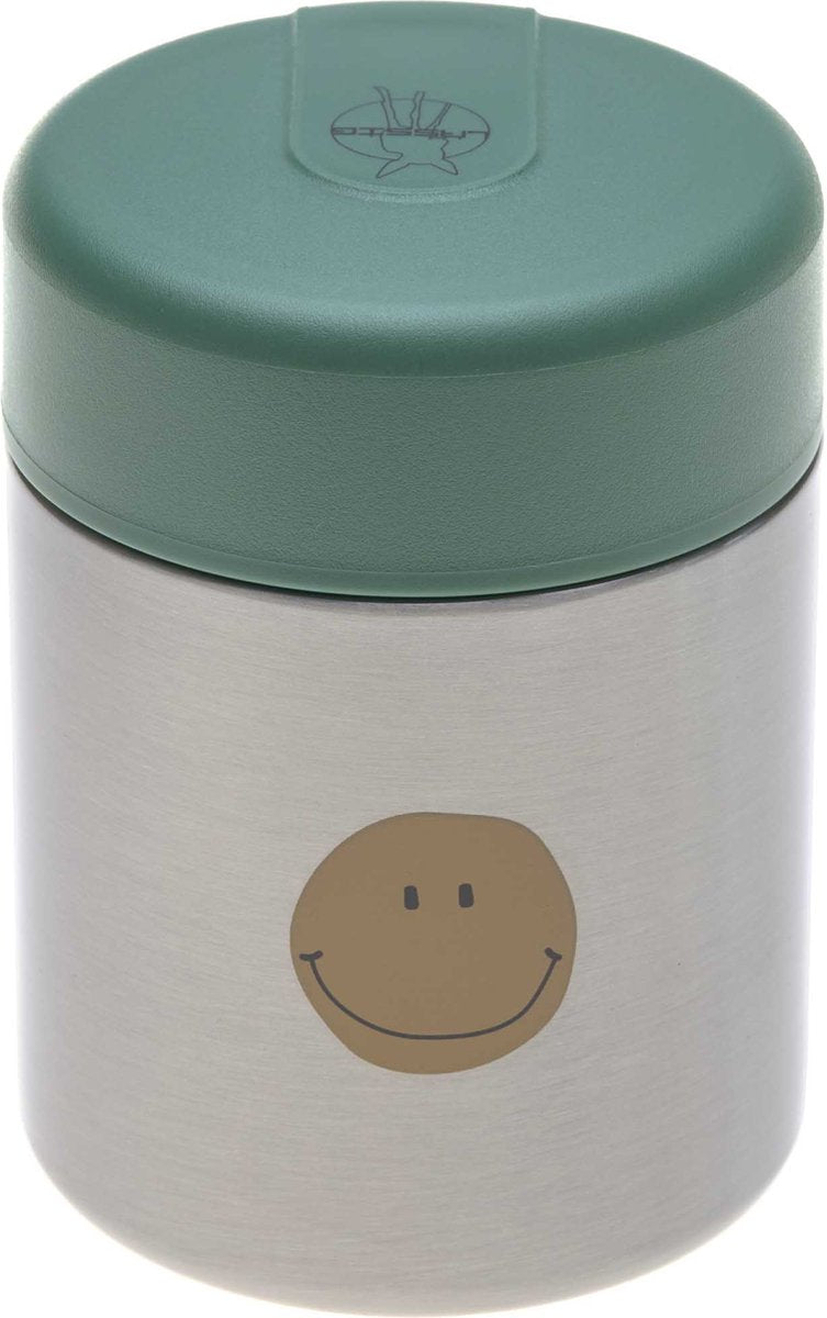 Lässig bewaarbakje food jar voor babyvoeding (isothermisch bewaarpotje) Happy Rascals Smile green