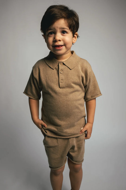 Bajé Knitted cashmere polo, taupe