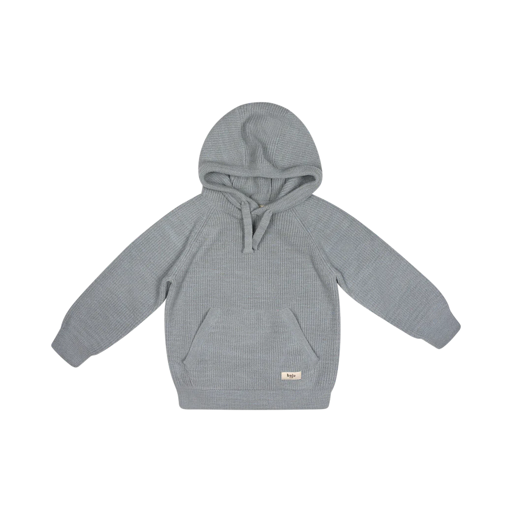 BAJE STUDIO Clay knit hooded pullover - Greyish blue