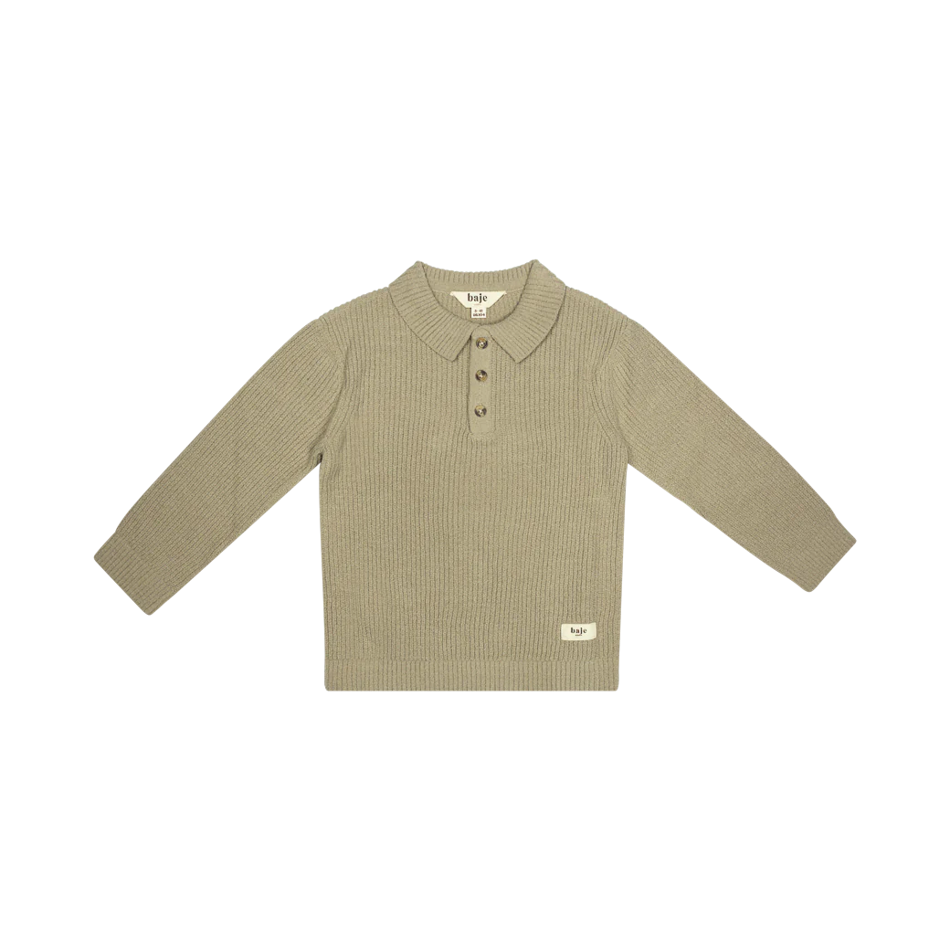 BAJE STUDIO Neas knit polo button pullover - Peanut