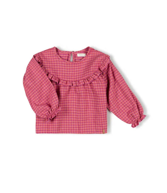 Nixnut Arc Blouse Chili chekered